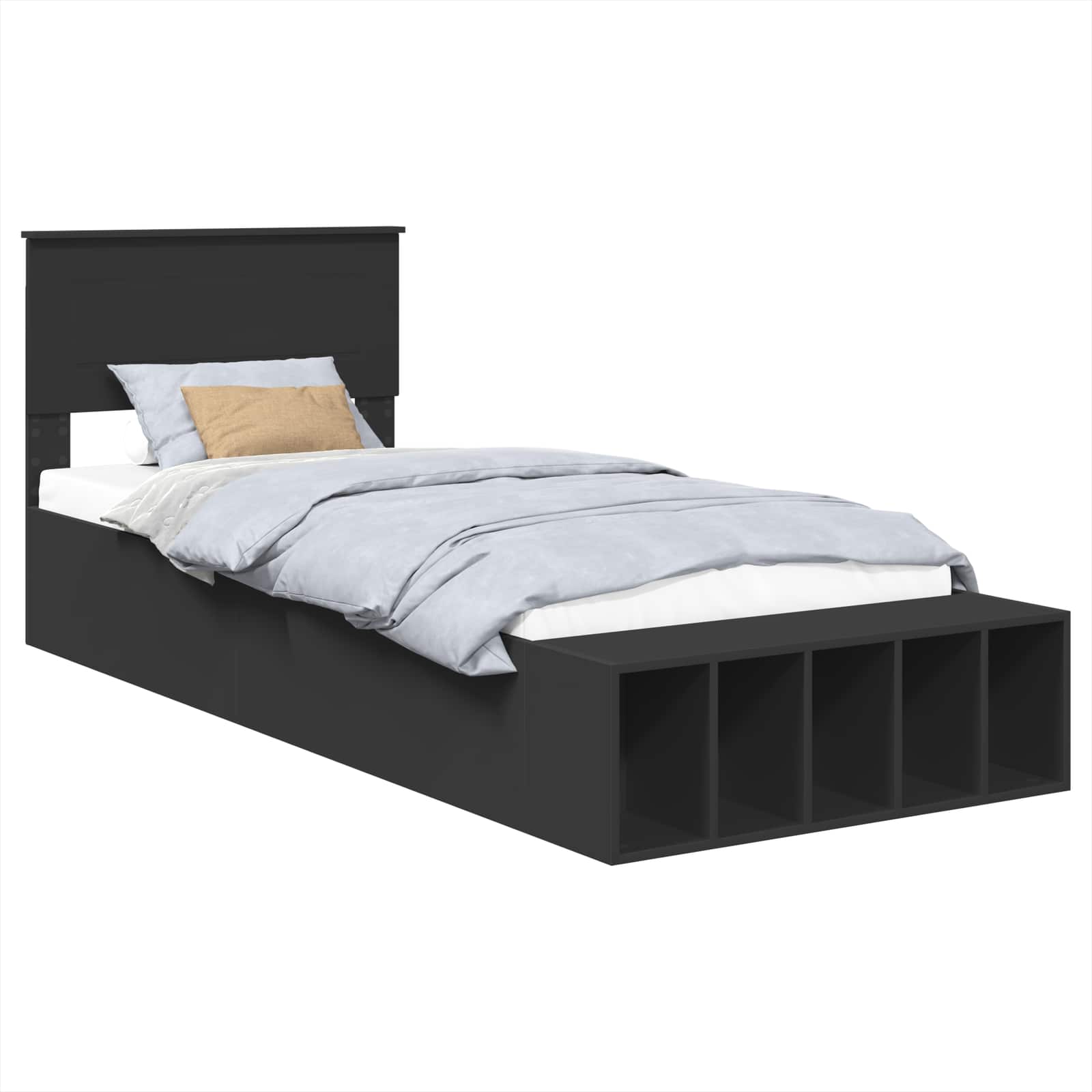 Bettrahmen mit Regal Schwarz 90 x 200 cm Holzwerkstoff