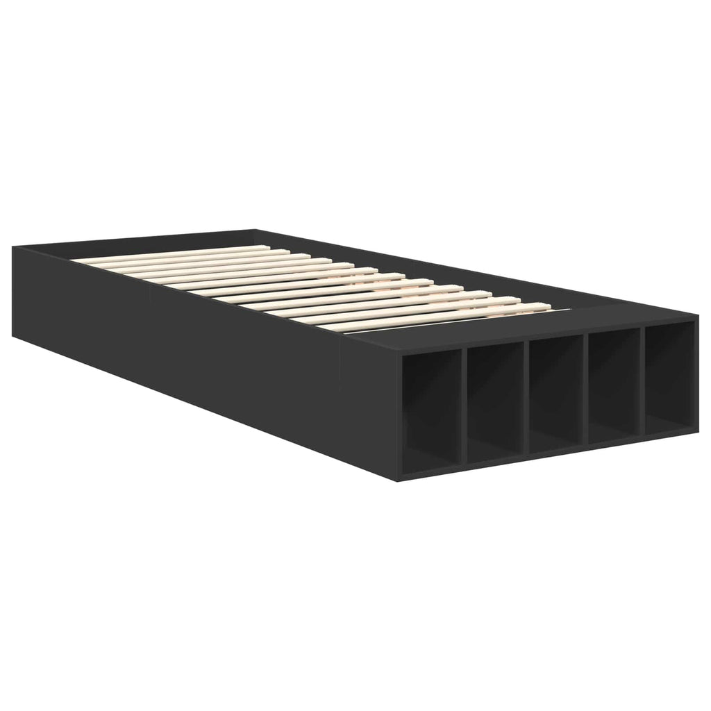 Bettrahmen mit Regal Schwarz 90 x 200 cm Holzwerkstoff