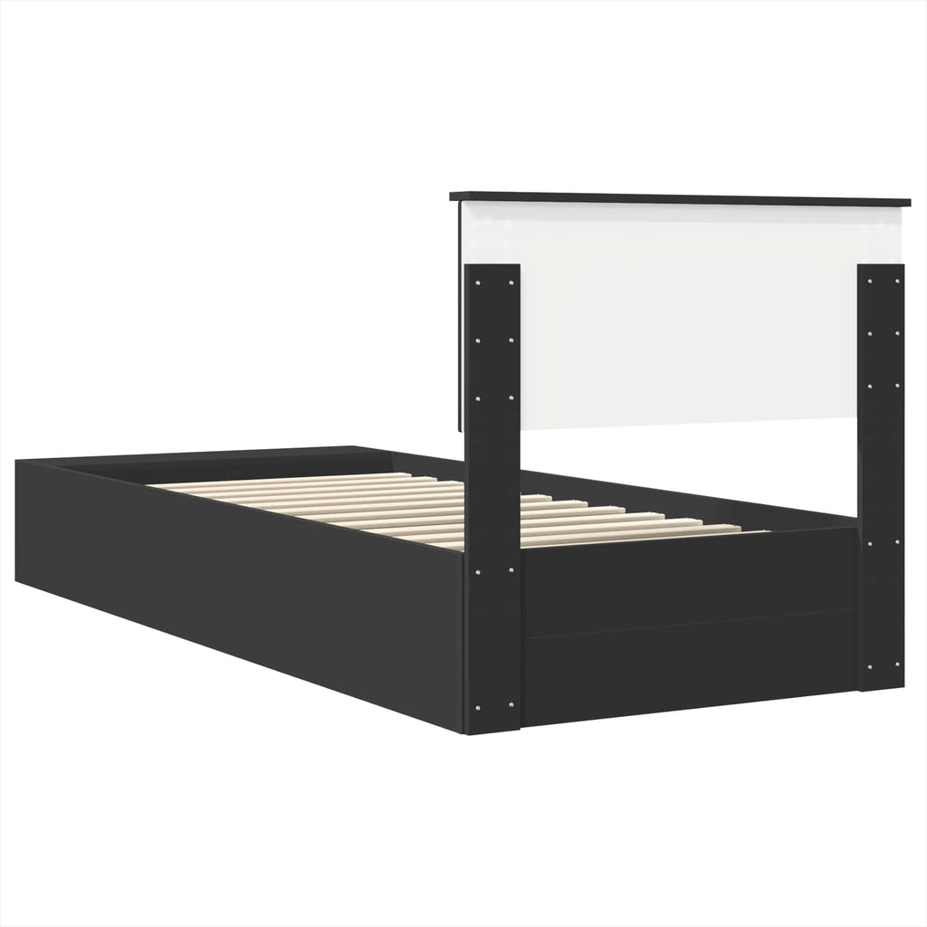 Bettrahmen mit Regal Schwarz 90 x 200 cm Holzwerkstoff