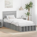 Bettrahmen mit Regal Graues Sonoma 90 x 200 cm Holzwerkstoff