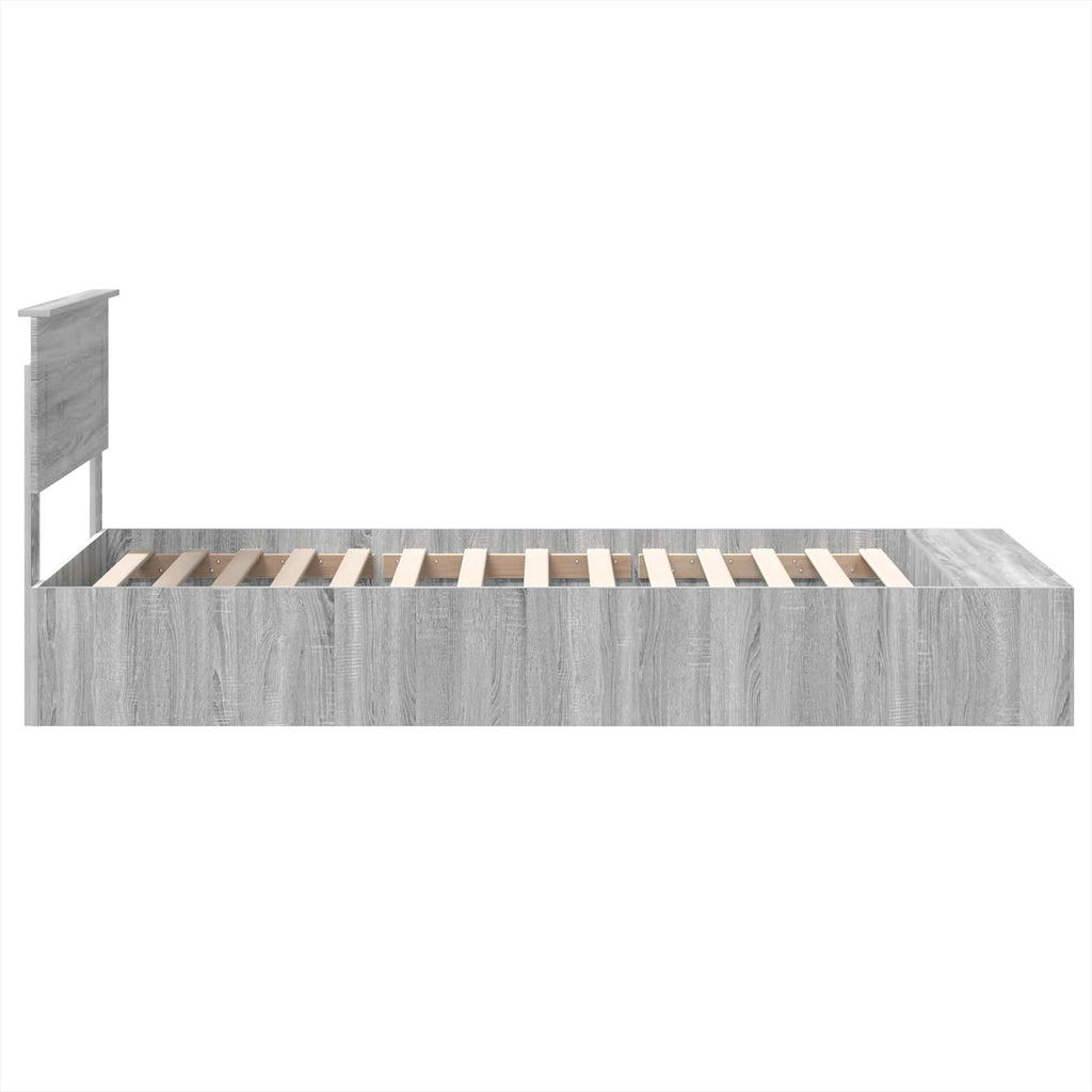 Bettrahmen mit Regal Graues Sonoma 90 x 200 cm Holzwerkstoff