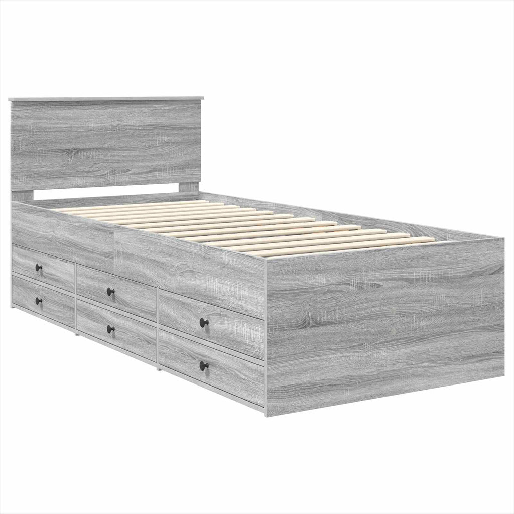 Tagesbett Grau Sonoma und Schwarz 90 x 190 cm Holzwerkstoff