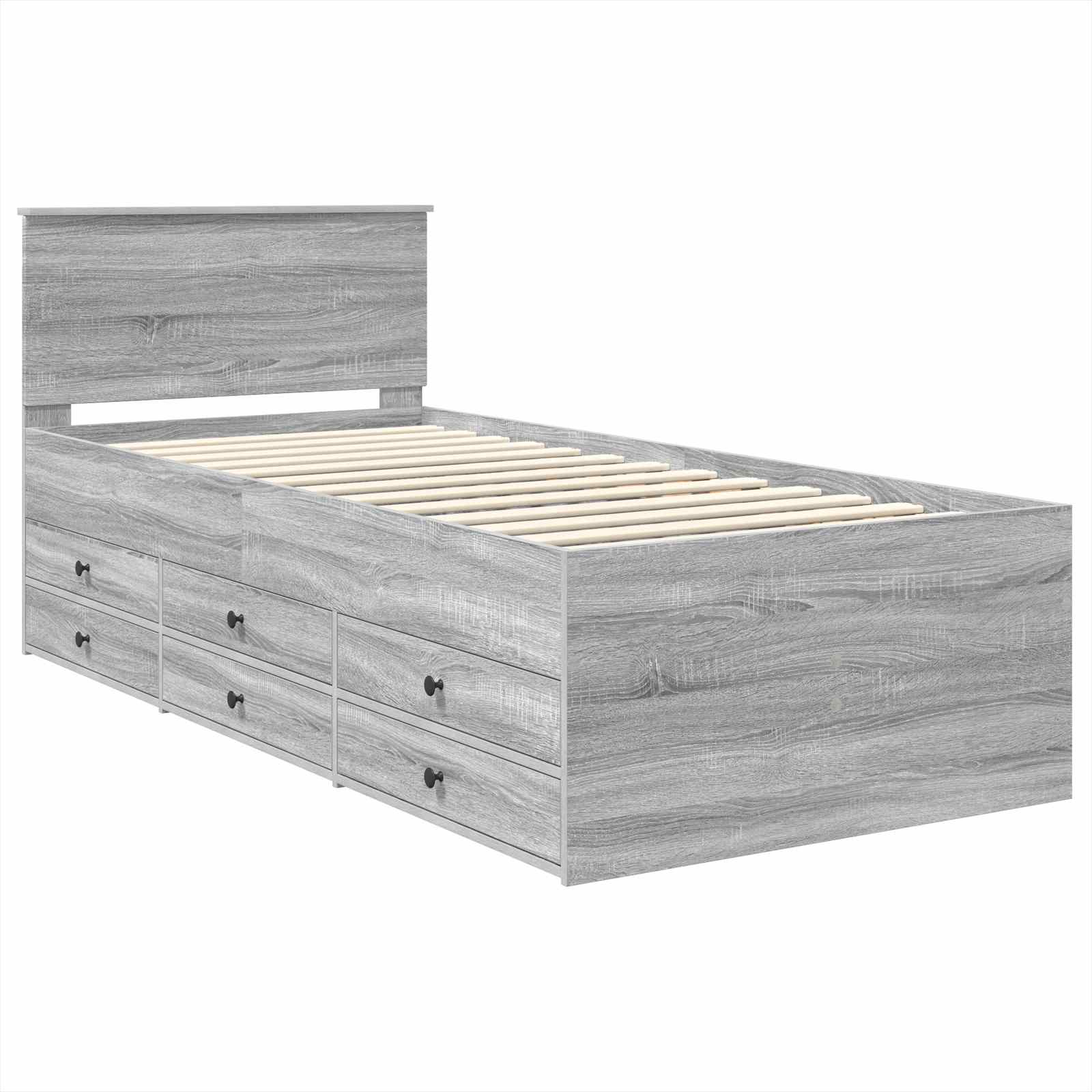 Tagesbett Grau Sonoma und Schwarz 90 x 190 cm Holzwerkstoff