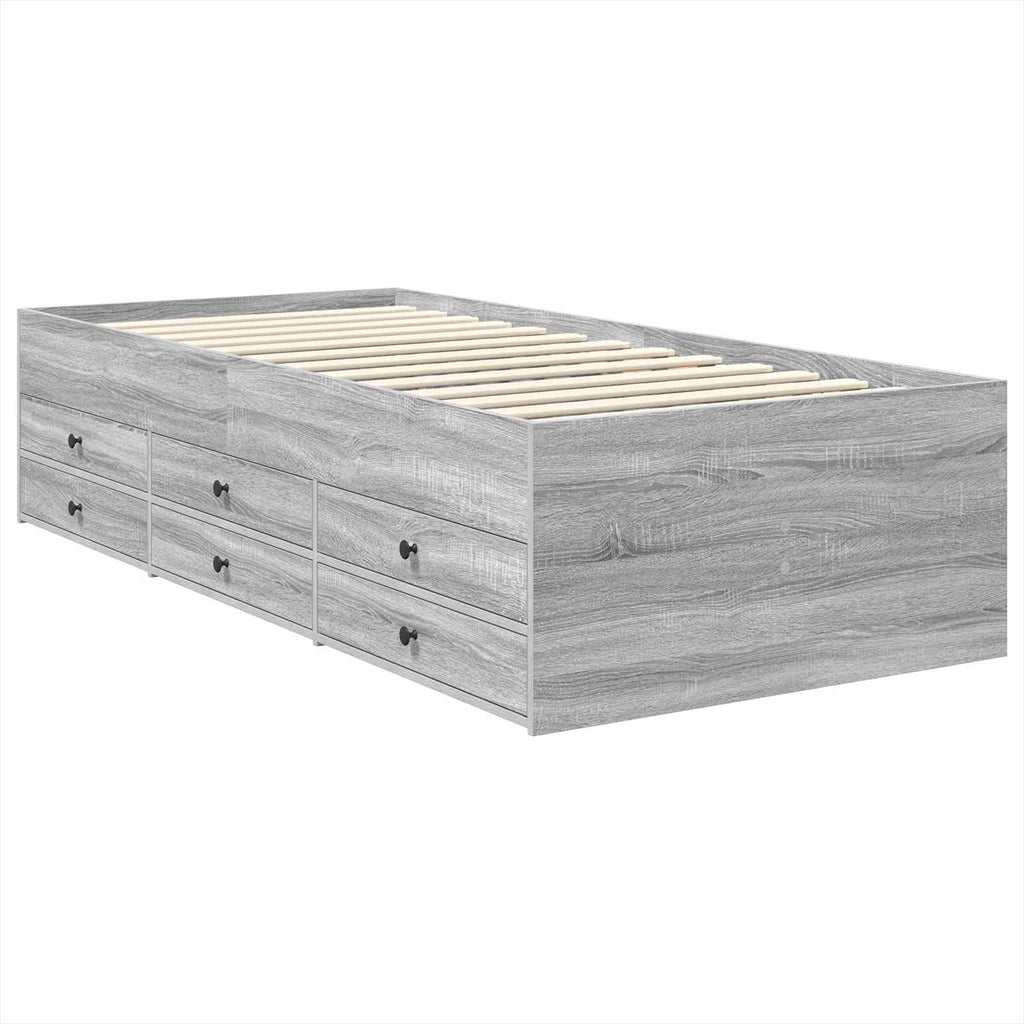 Tagesbett Grau Sonoma und Schwarz 90 x 190 cm Holzwerkstoff