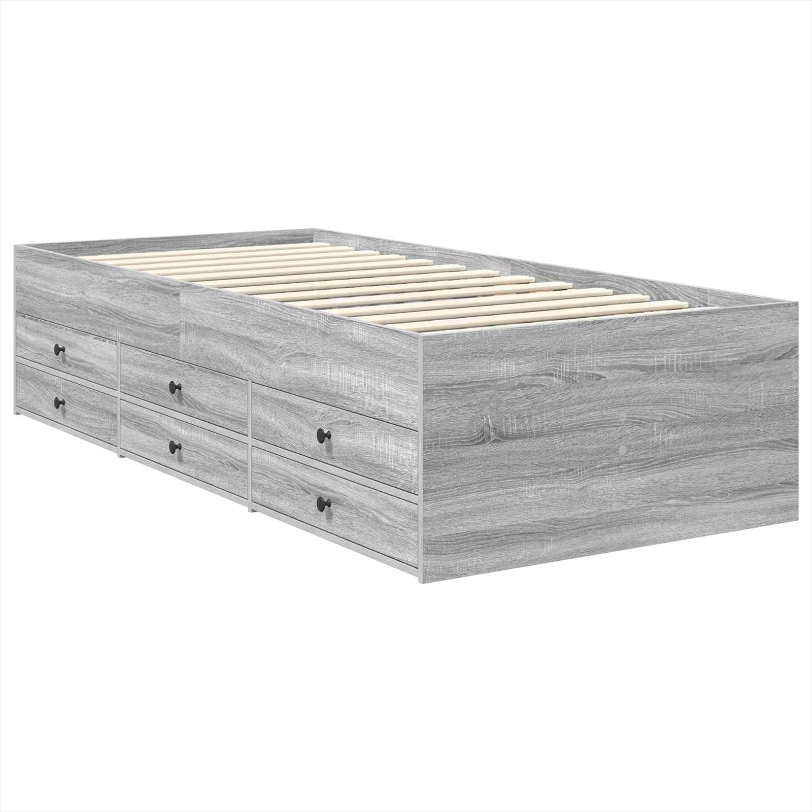 Tagesbett Grau Sonoma und Schwarz 90 x 190 cm Holzwerkstoff