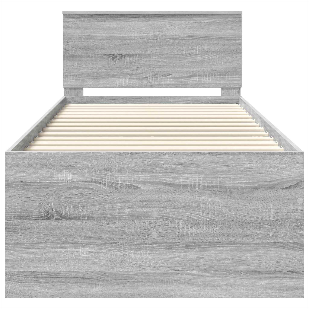 Tagesbett Grau Sonoma und Schwarz 90 x 190 cm Holzwerkstoff