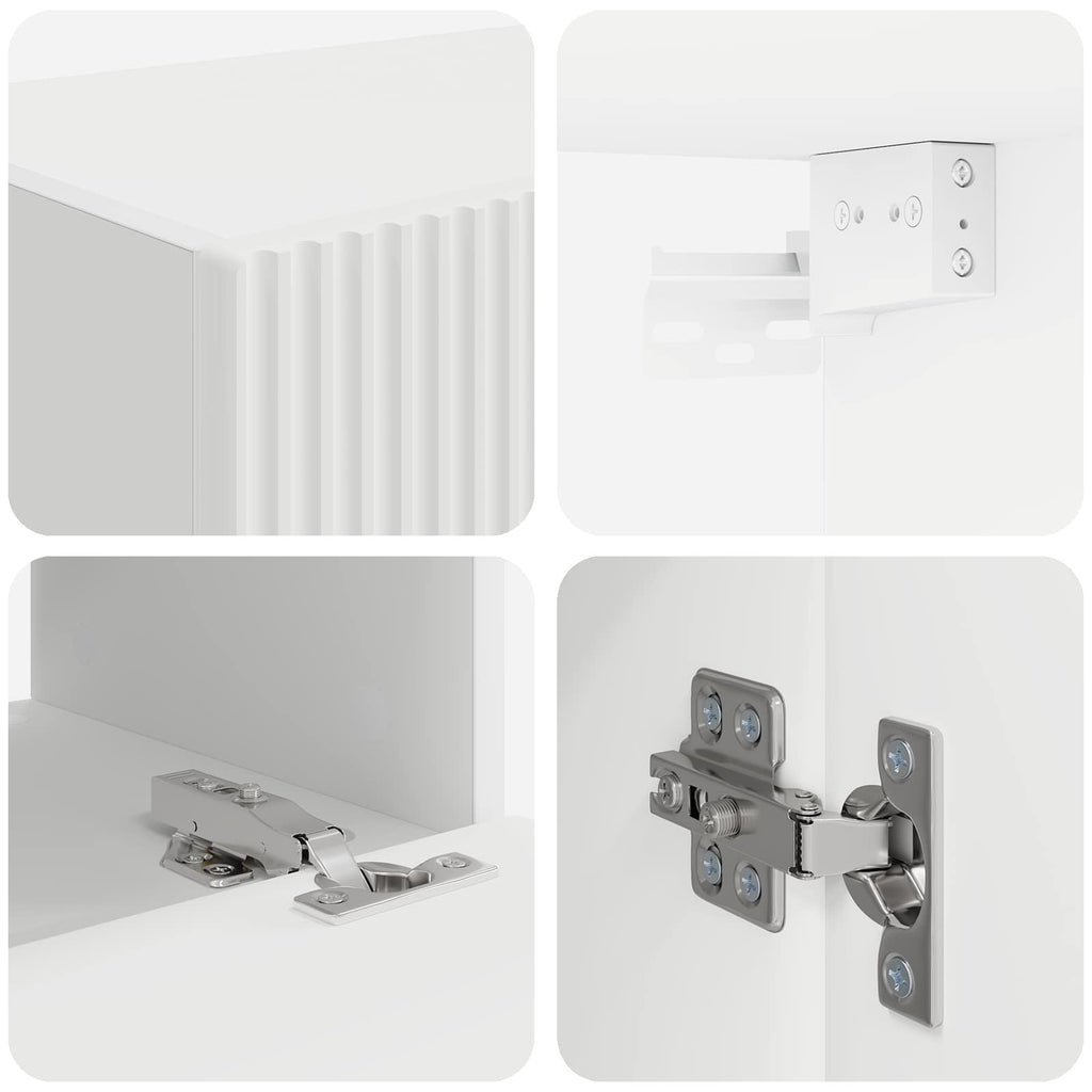 TV-Wandregal-Set Wandmontiert 4 pcs Weiß Holzwerkstoff