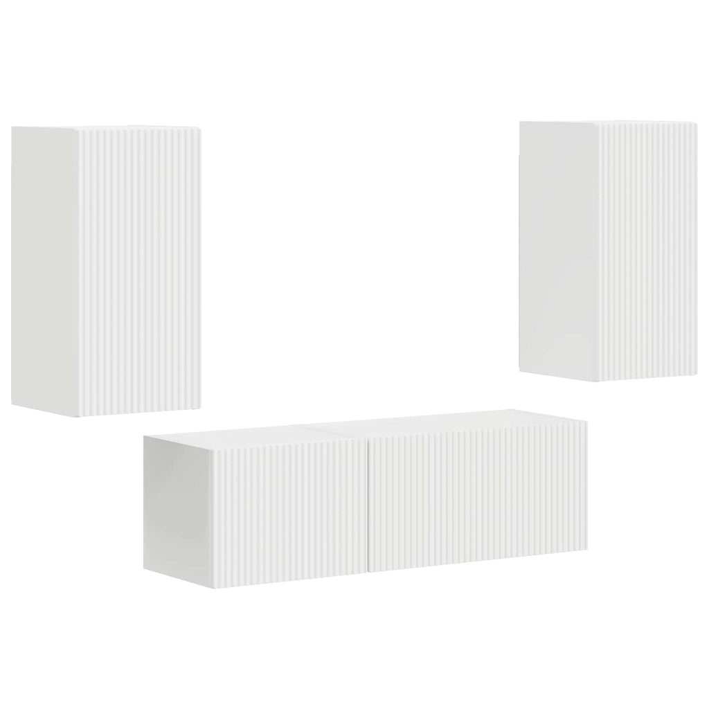 TV-Wandregal-Set Wandmontiert 4 pcs Weiß Holzwerkstoff