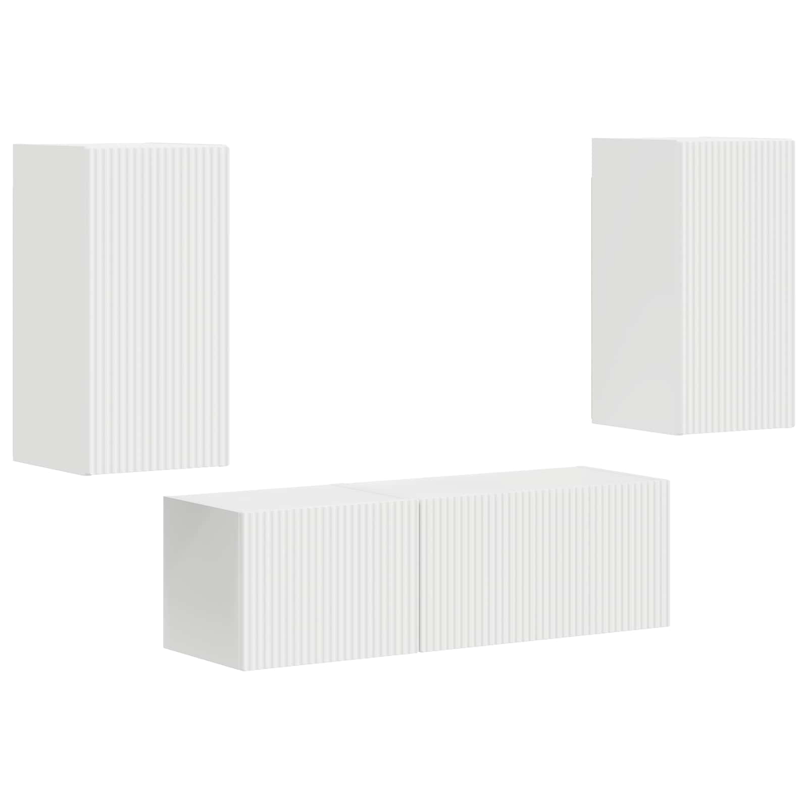 TV-Wandregal-Set Wandmontiert 4 pcs Weiß Holzwerkstoff