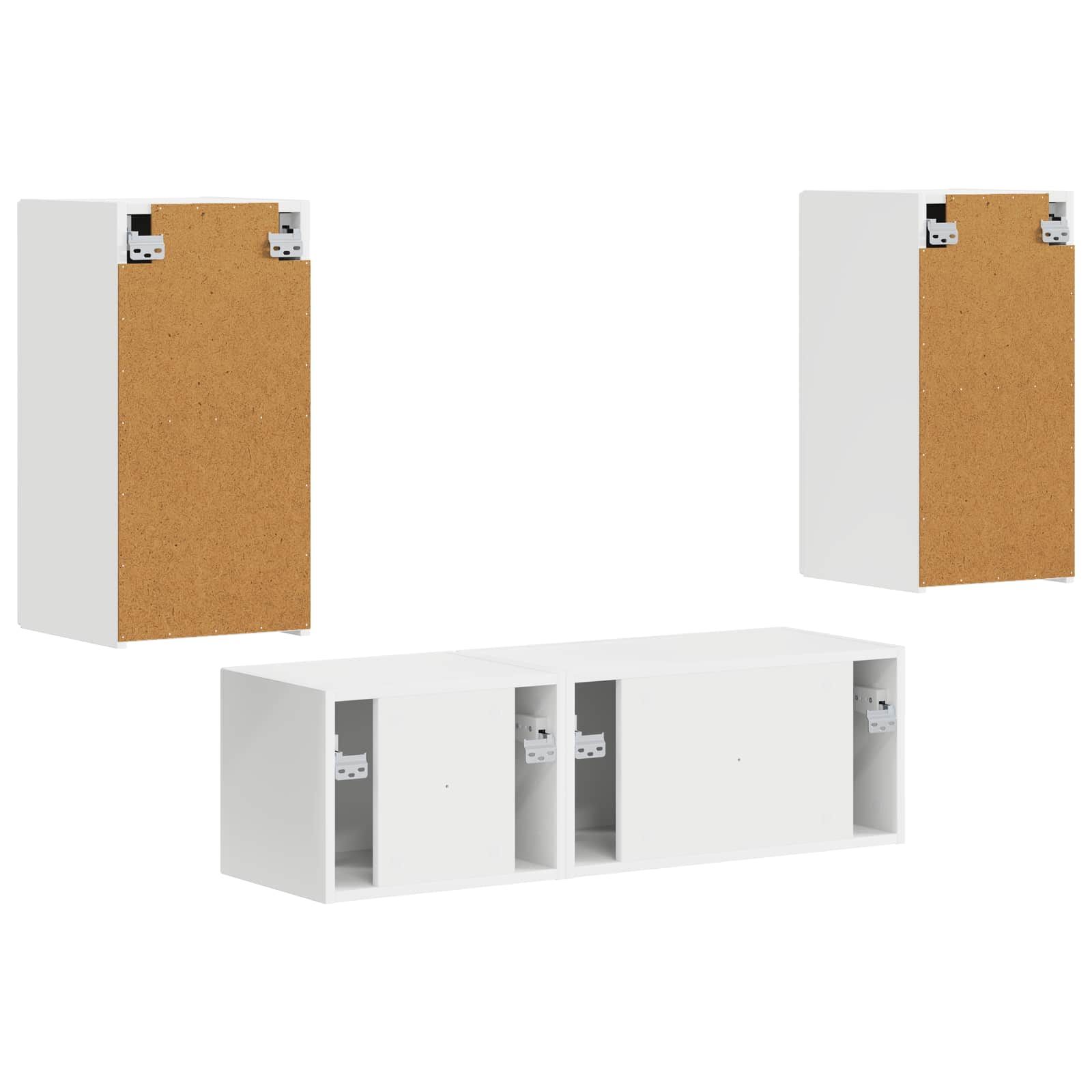 TV-Wandregal-Set Wandmontiert 4 pcs Weiß Holzwerkstoff