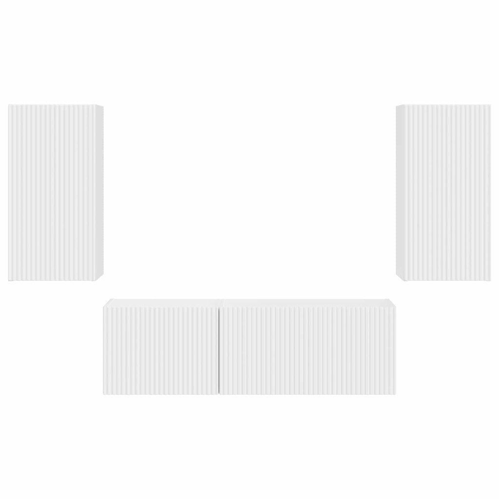 TV-Wandregal-Set Wandmontiert 4 pcs Weiß Holzwerkstoff