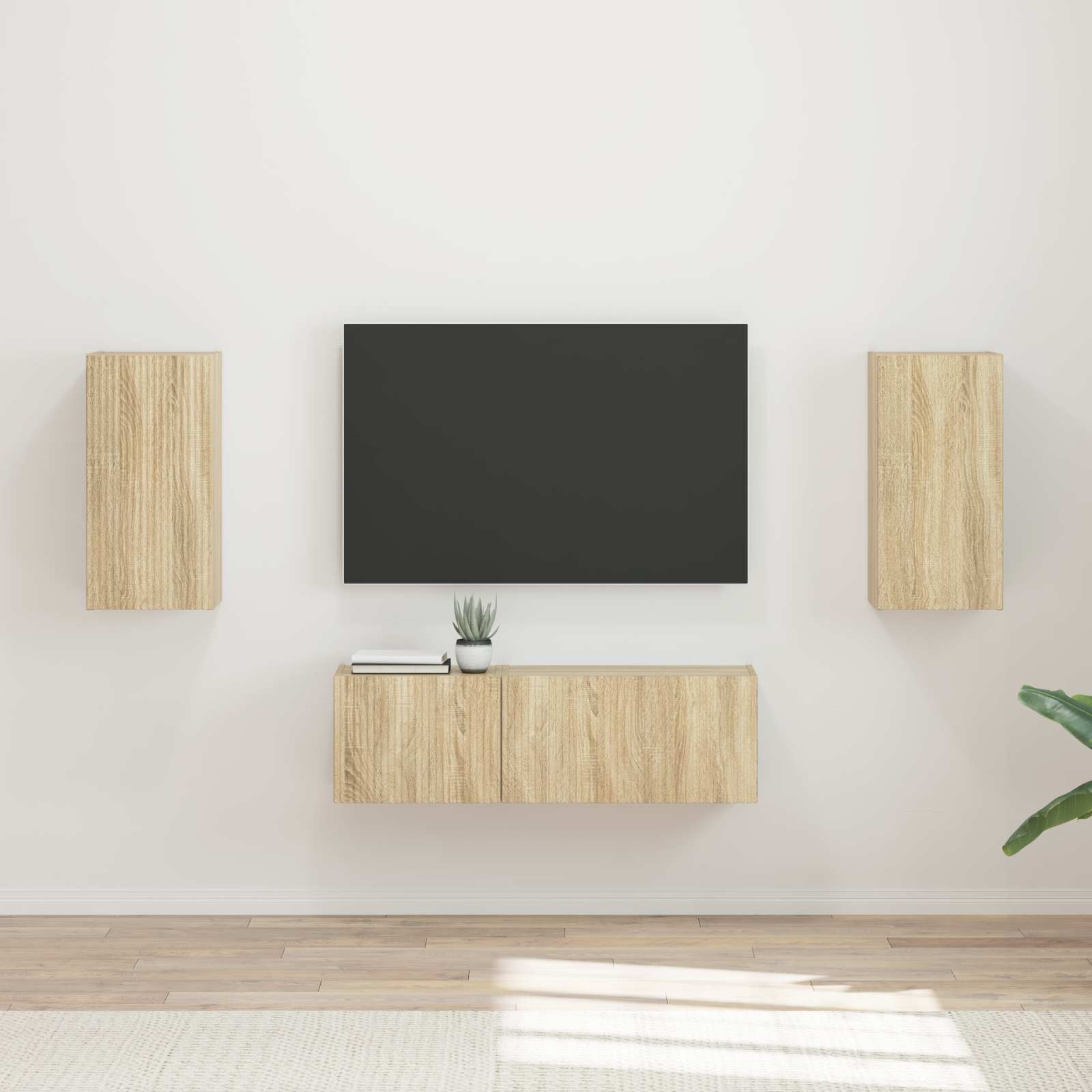 TV-Wandregal-Set Wandmontiert 4 pcs Sonoma-Eiche Holzwerkstoff