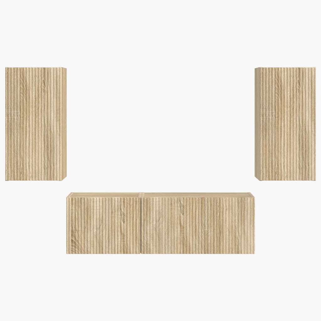 TV-Wandregal-Set Wandmontiert 4 pcs Sonoma-Eiche Holzwerkstoff