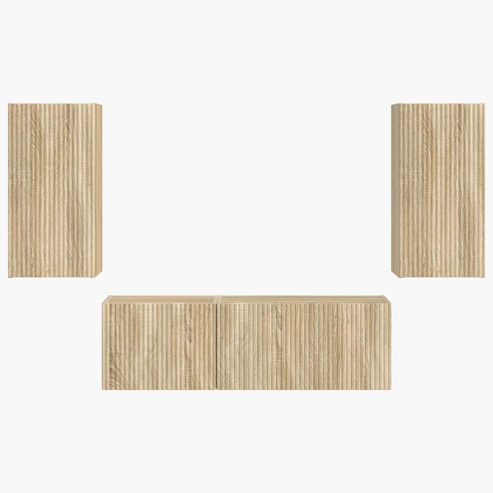 TV-Wandregal-Set Wandmontiert 4 pcs Sonoma-Eiche Holzwerkstoff
