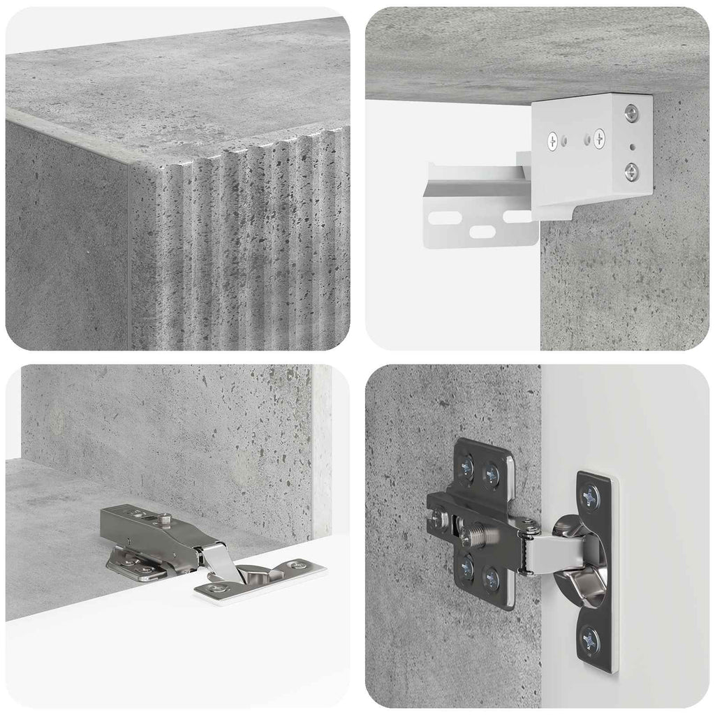 TV-Wandregal-Set Wandmontiert 4 pcs Beton Grau Holzwerkstoff