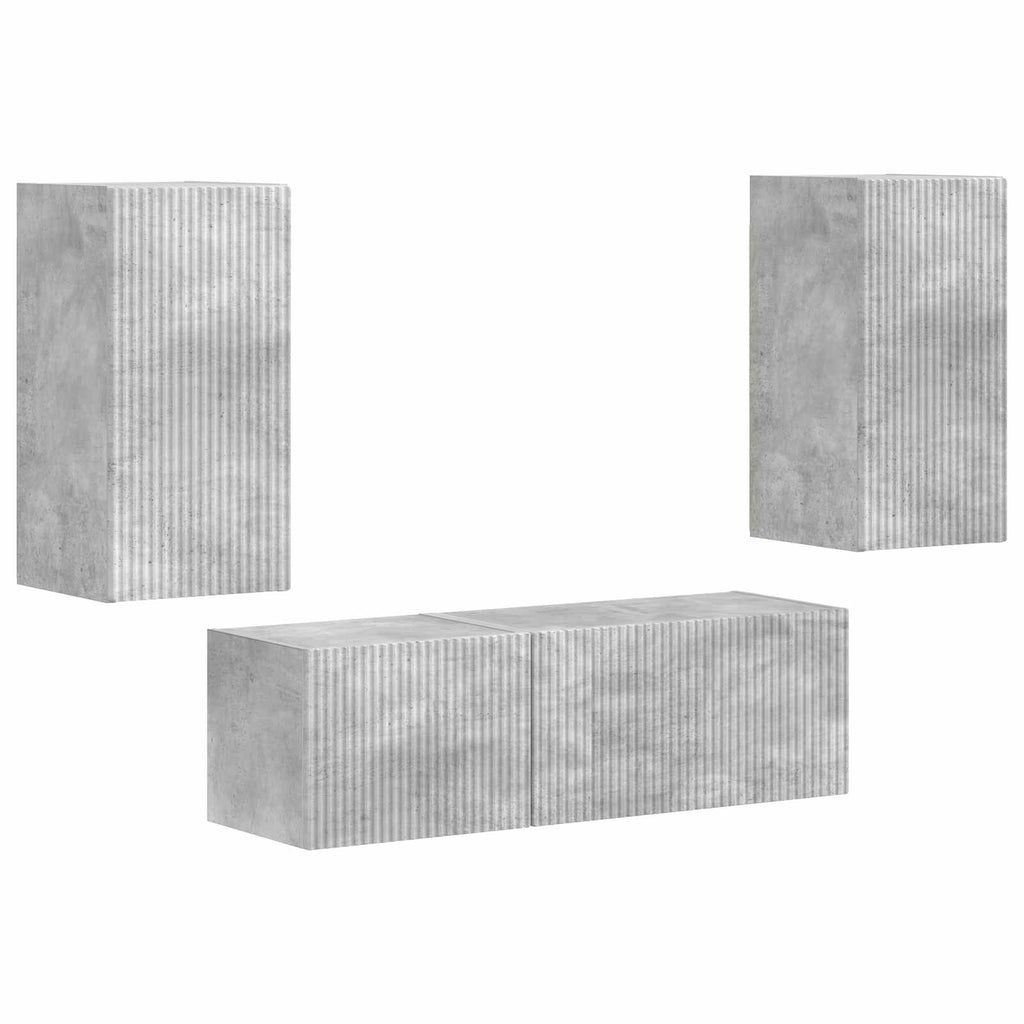 TV-Wandregal-Set Wandmontiert 4 pcs Beton Grau Holzwerkstoff