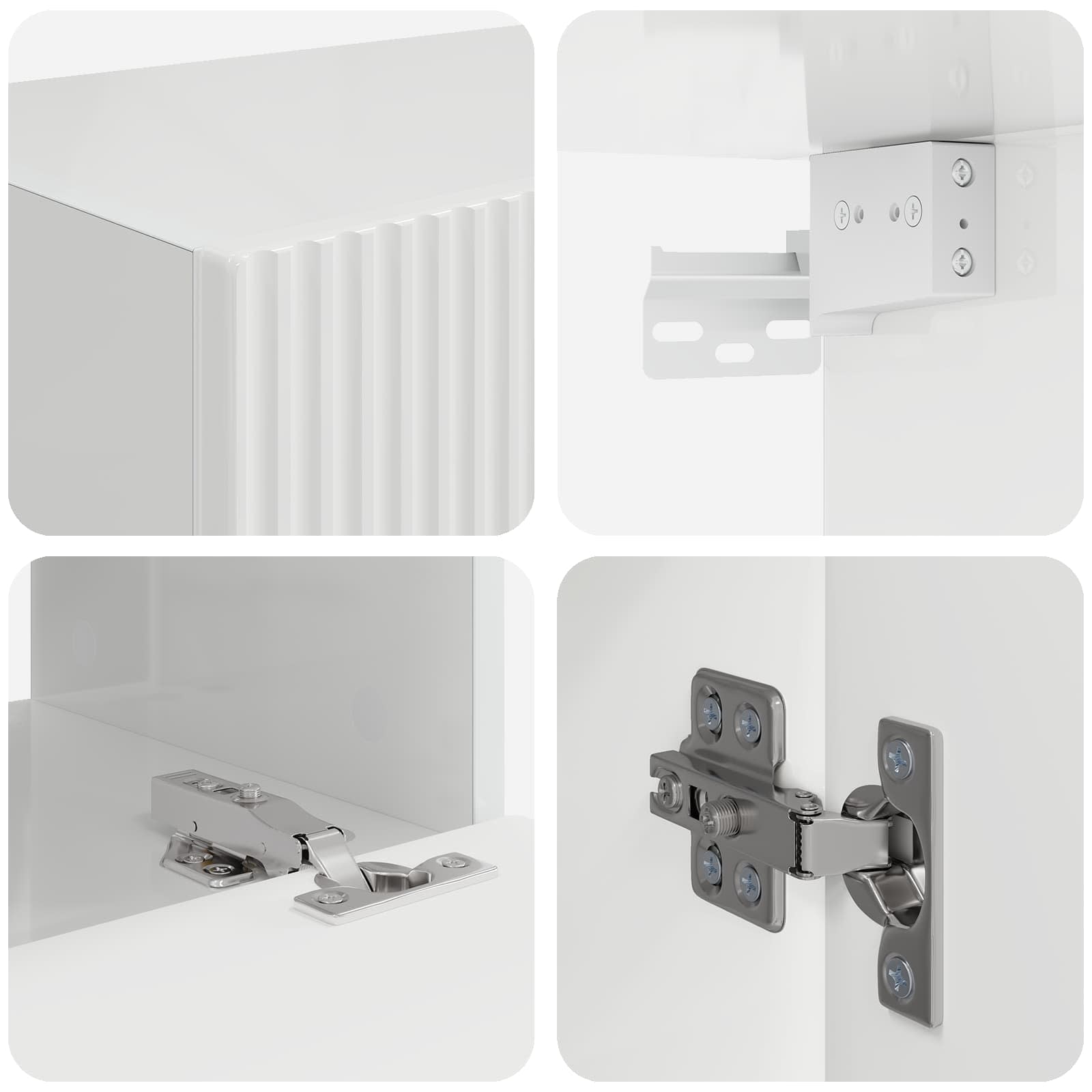TV-Wandregal-Set 4 pcs Hochglanz Weiß Holzwerkstoff