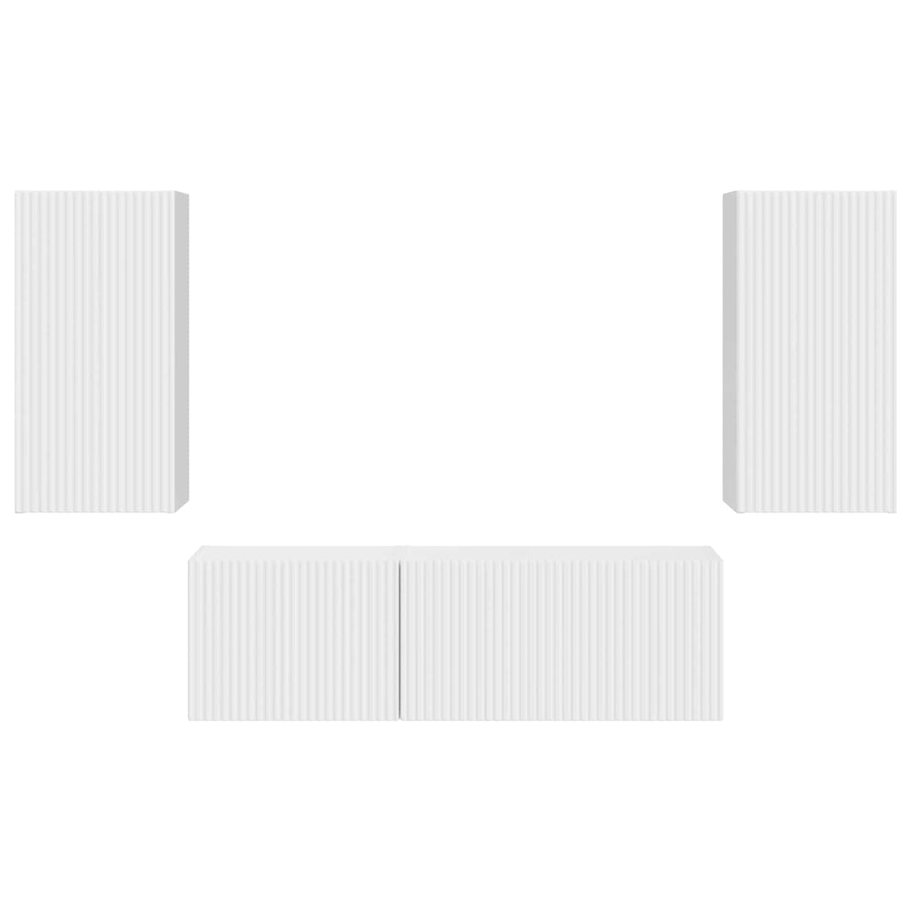 TV-Wandregal-Set 4 pcs Hochglanz Weiß Holzwerkstoff