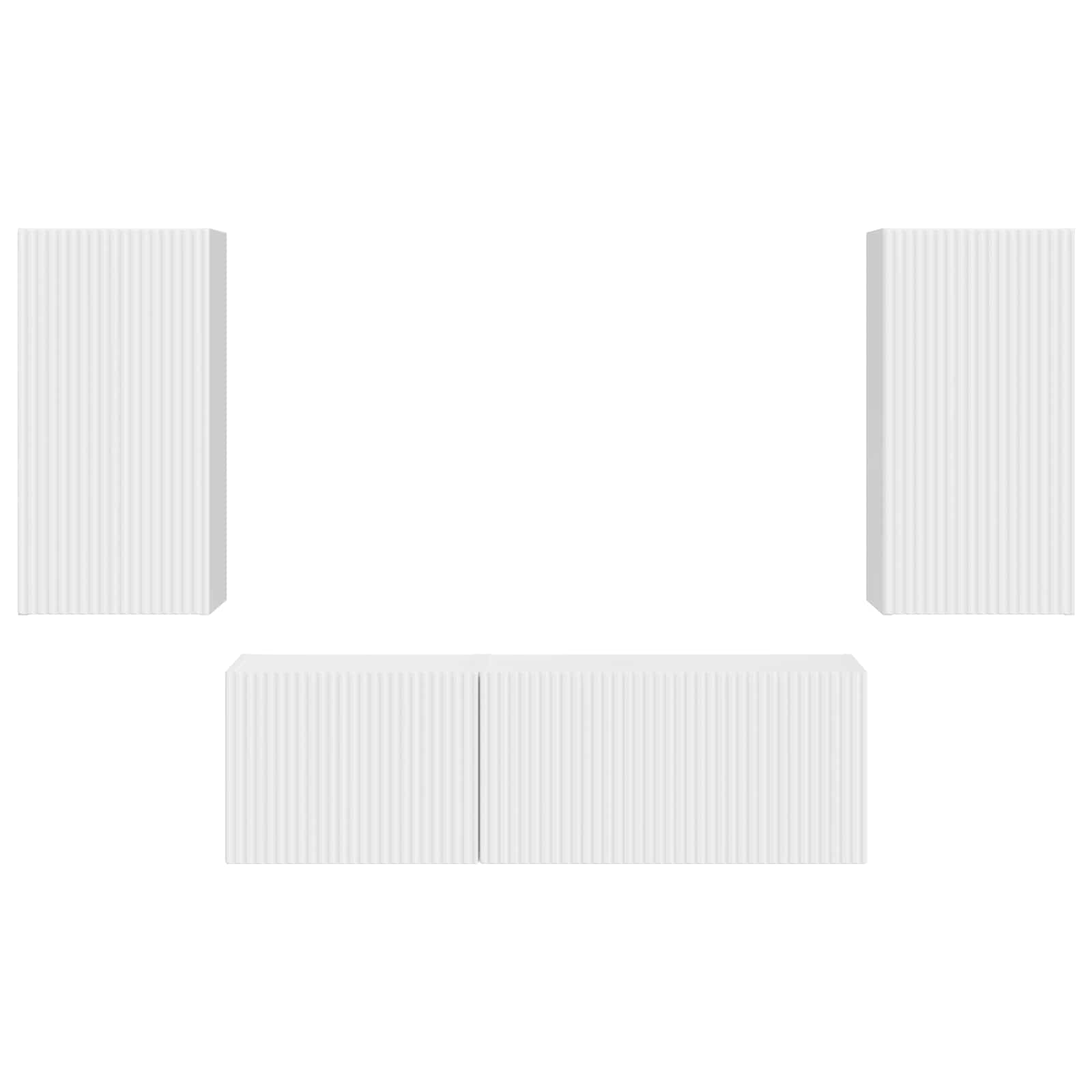 TV-Wandregal-Set 4 pcs Hochglanz Weiß Holzwerkstoff