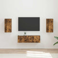 TV-Wandregal-Set 4 pcs Geräucherte Eiche Holzwerkstoff