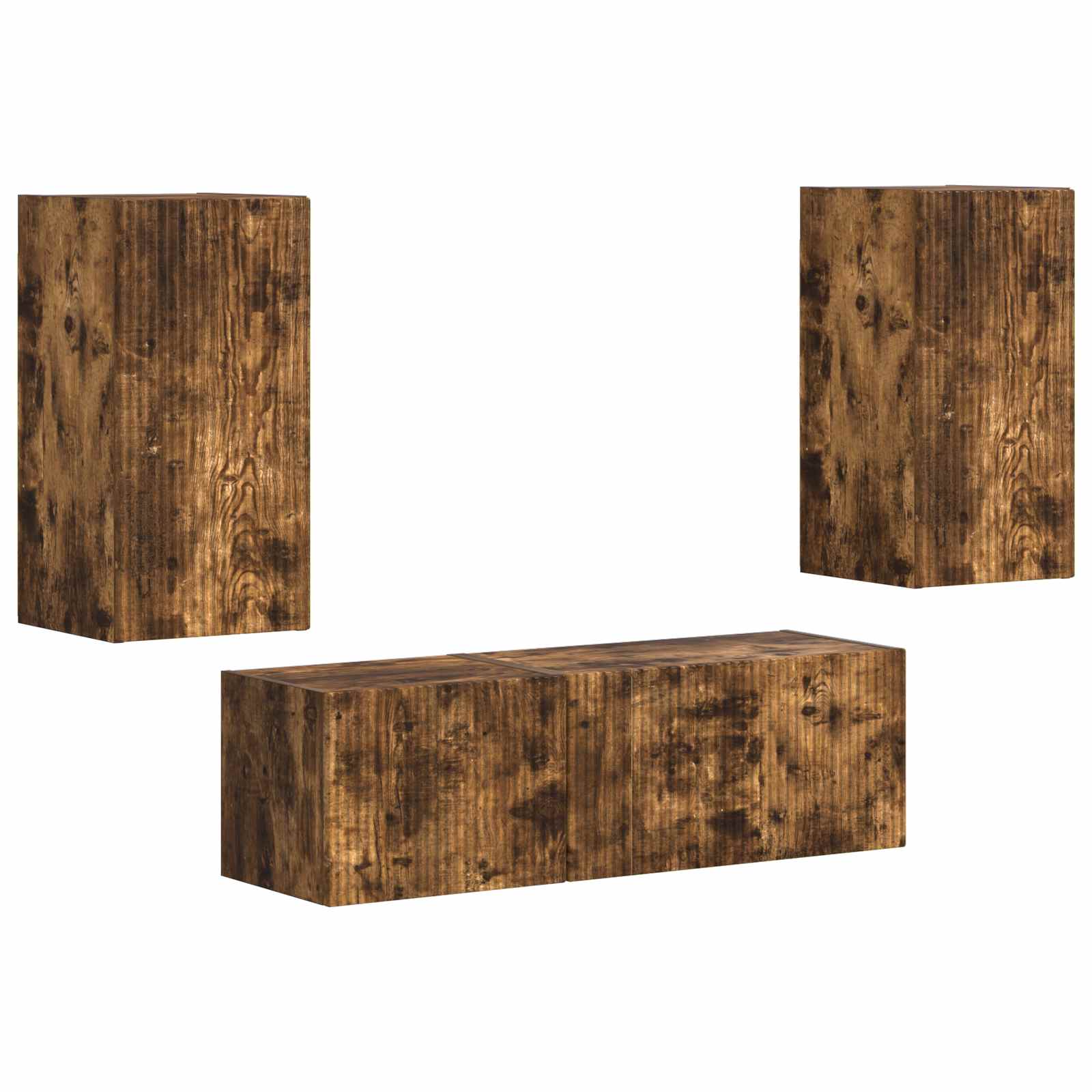 TV-Wandregal-Set 4 pcs Geräucherte Eiche Holzwerkstoff