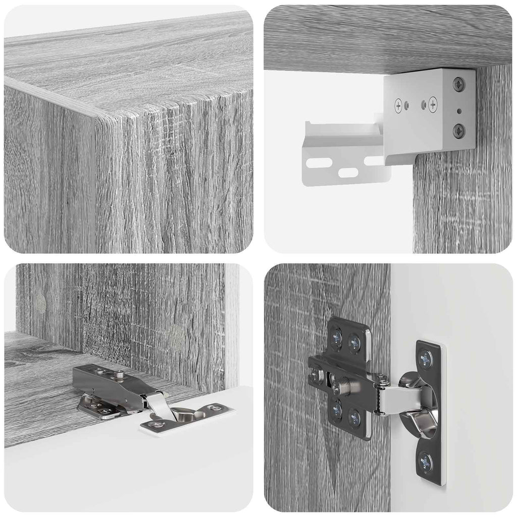 TV-Wandregal-Set Wandmontiert 4 pcs Graues Sonoma Holzwerkstoff