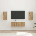 TV-Wandregal-Set Wandmontiert 4 pcs Artisan-Eiche Holzwerkstoff