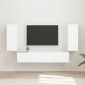 TV-Wandregal-Set Wandmontiert 4 pcs Weiß Holzwerkstoff