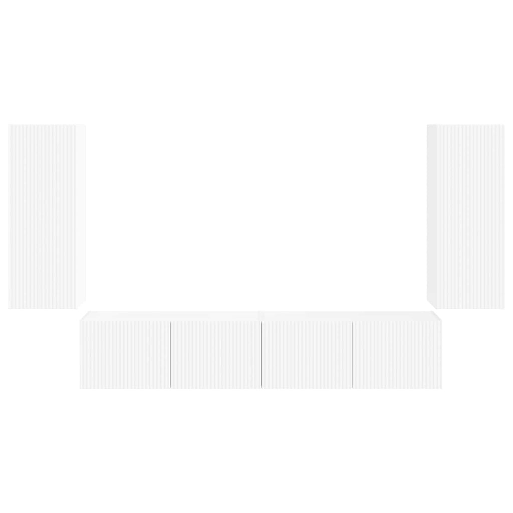 TV-Wandregal-Set Wandmontiert 4 pcs Weiß Holzwerkstoff