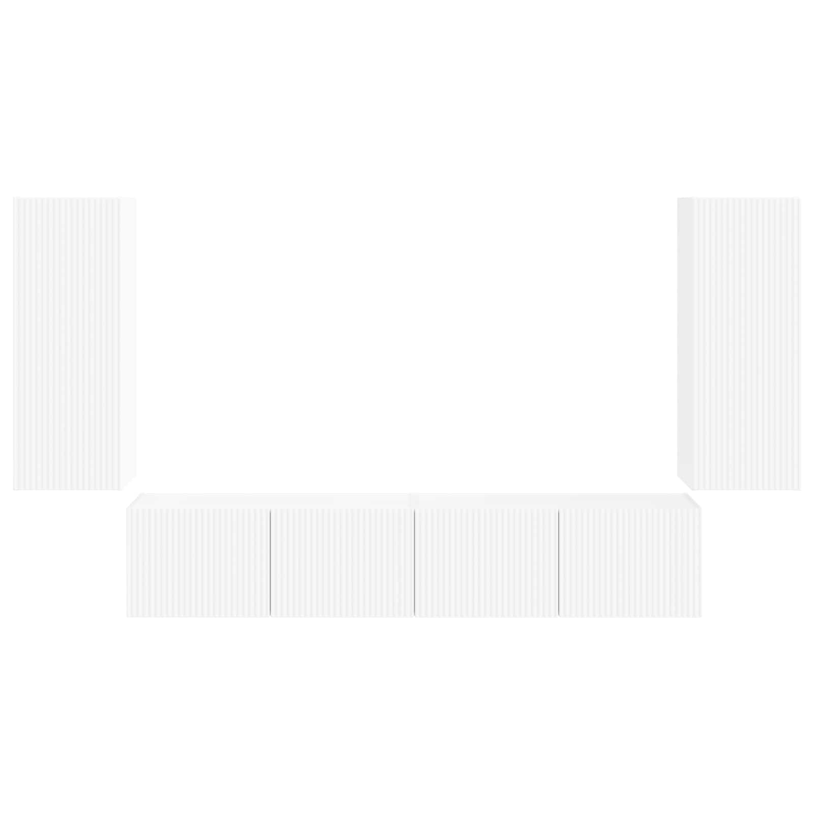 TV-Wandregal-Set Wandmontiert 4 pcs Weiß Holzwerkstoff