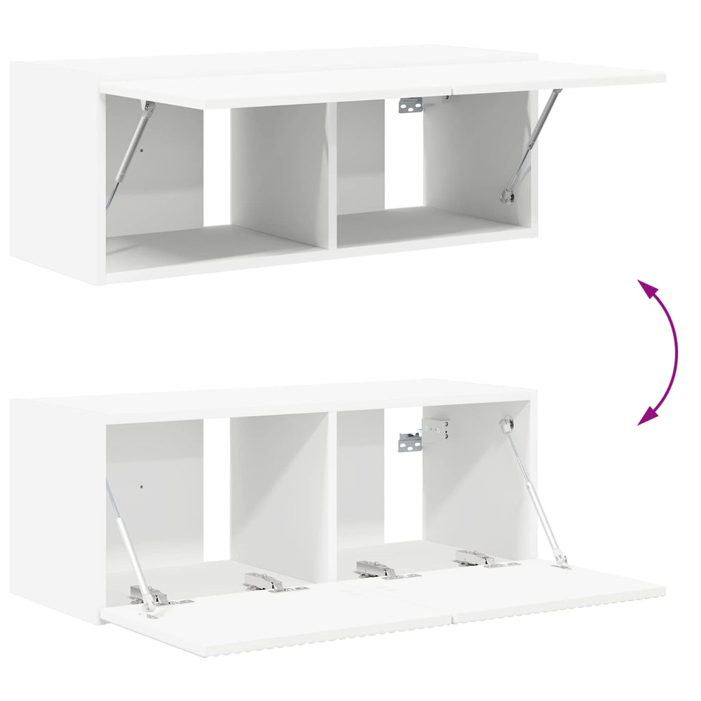 TV-Wandregal-Set Wandmontiert 4 pcs Weiß Holzwerkstoff