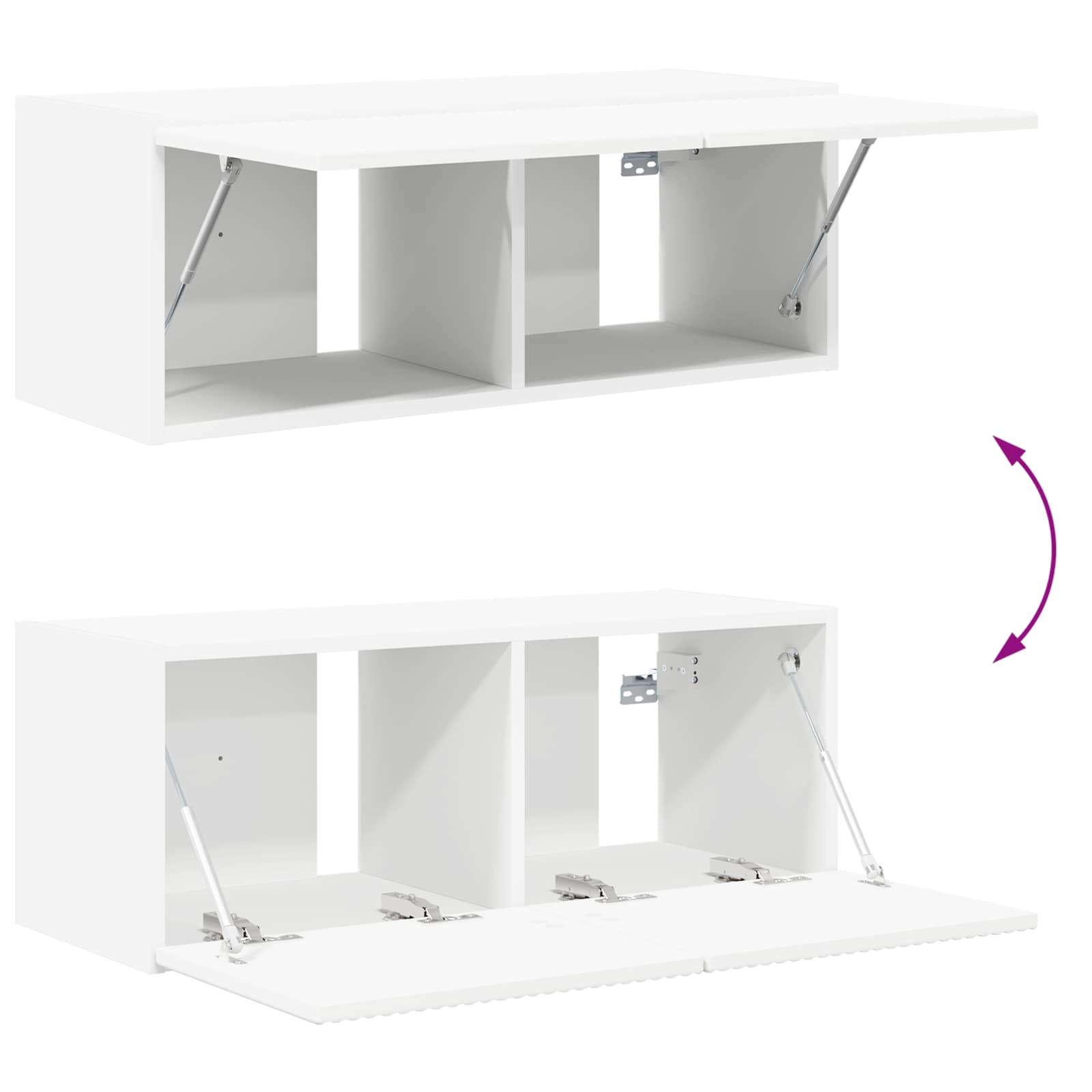 TV-Wandregal-Set Wandmontiert 4 pcs Weiß Holzwerkstoff