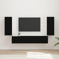 TV-Wandregal-Set Wandmontiert 4 pcs Schwarz Holzwerkstoff