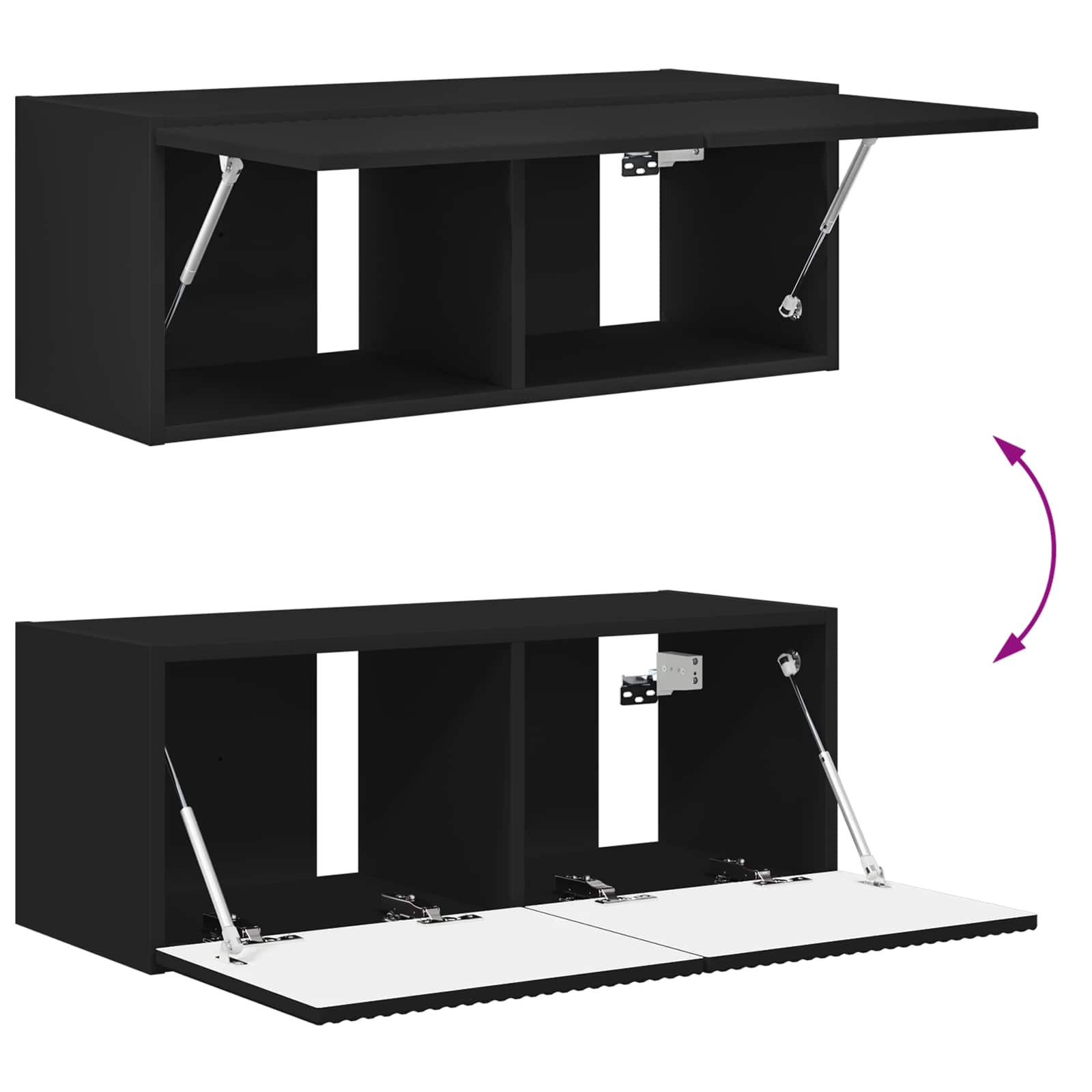 TV-Wandregal-Set Wandmontiert 4 pcs Schwarz Holzwerkstoff