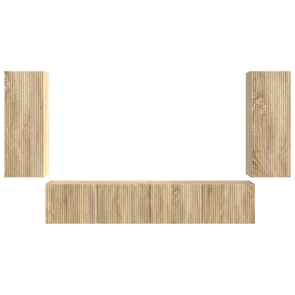 TV-Wandregal-Set Wandmontiert 4 pcs Sonoma-Eiche Holzwerkstoff