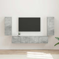 TV-Wandregal-Set Wandmontiert 4 pcs Beton Grau Holzwerkstoff