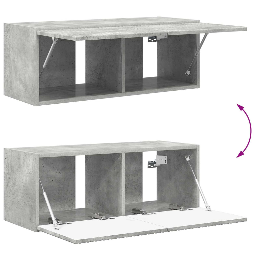 TV-Wandregal-Set Wandmontiert 4 pcs Beton Grau Holzwerkstoff