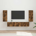 TV-Wandregal-Set 4 pcs Geräucherte Eiche Holzwerkstoff