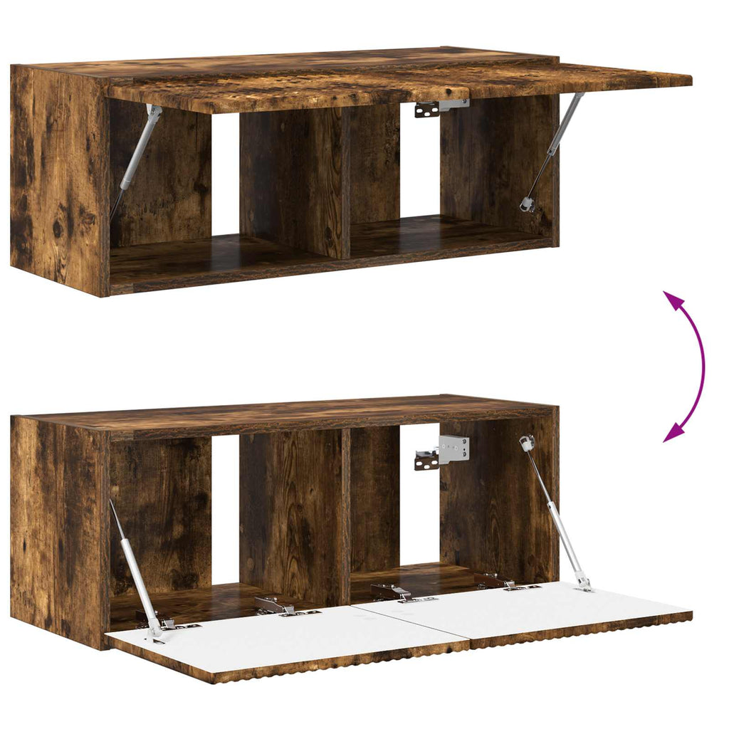 TV-Wandregal-Set 4 pcs Geräucherte Eiche Holzwerkstoff