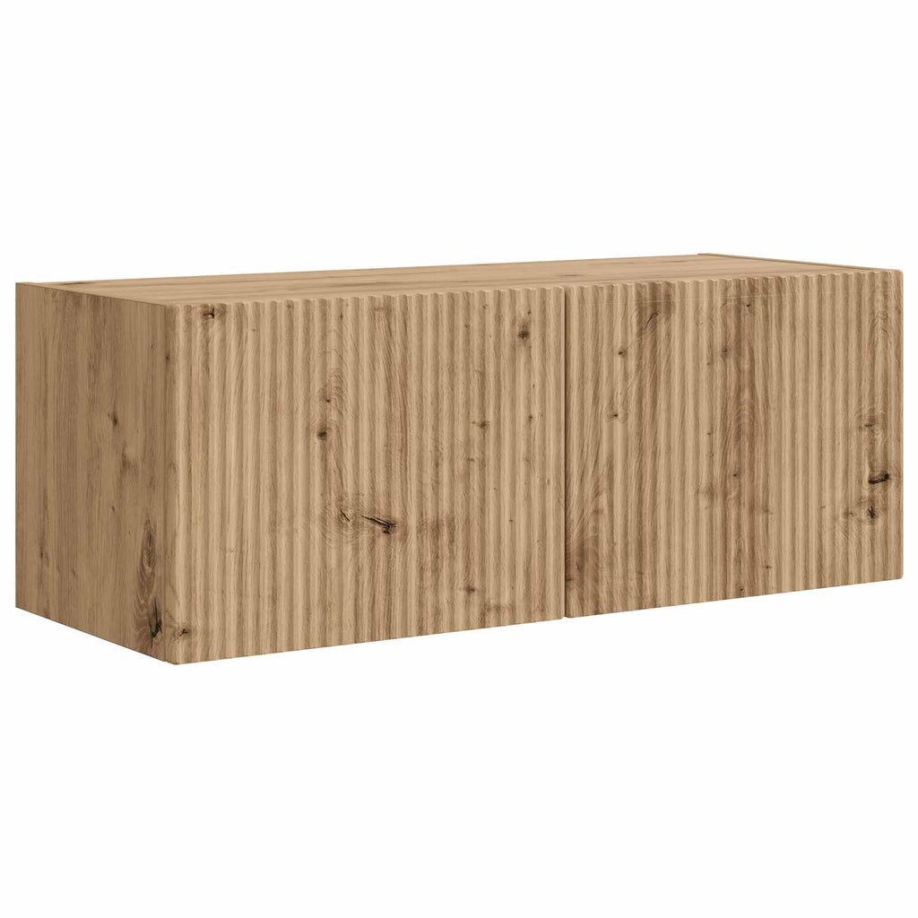 TV-Wandregal-Set Wandmontiert 4 pcs Artisan-Eiche Holzwerkstoff