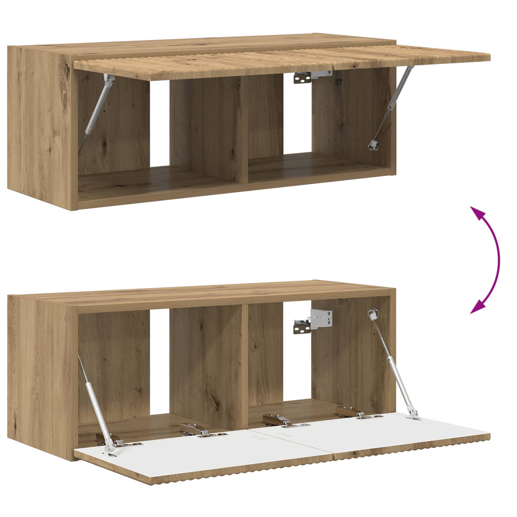 TV-Wandregal-Set Wandmontiert 4 pcs Artisan-Eiche Holzwerkstoff