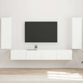 TV-Wandregal-Set Wandmontiert 4 pcs Weiß Holzwerkstoff