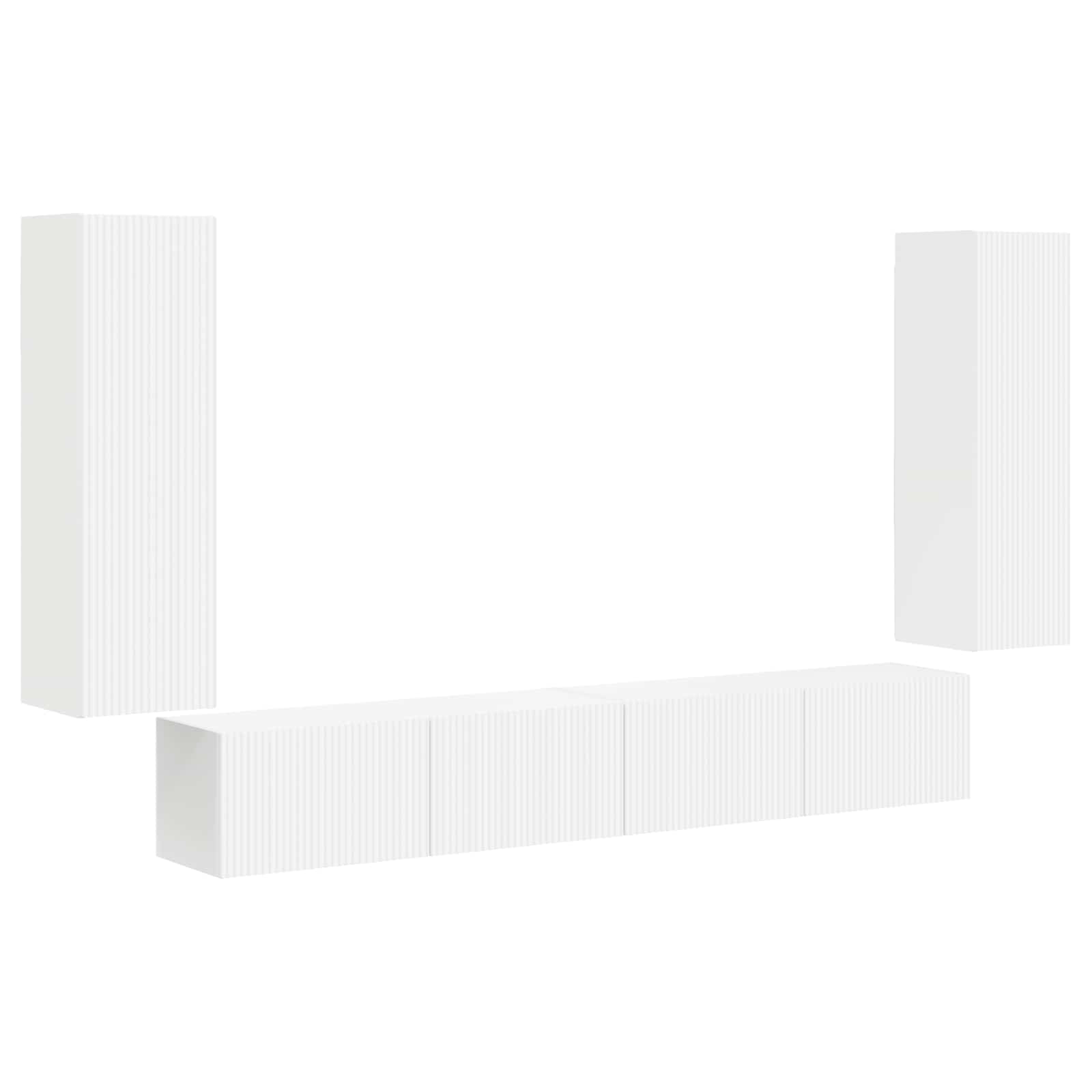 TV-Wandregal-Set Wandmontiert 4 pcs Weiß Holzwerkstoff