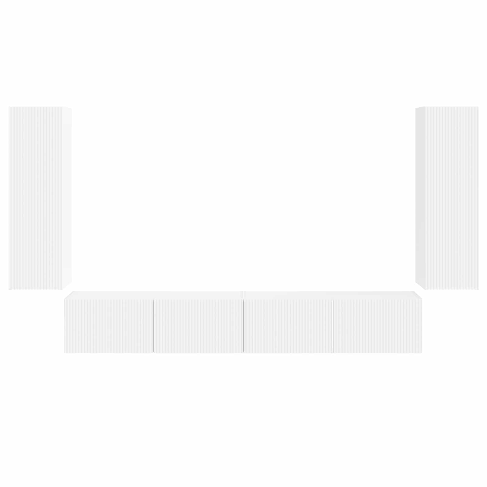 TV-Wandregal-Set Wandmontiert 4 pcs Weiß Holzwerkstoff