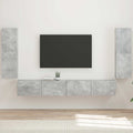 TV-Wandregal-Set Wandmontiert 4 pcs Beton Grau Holzwerkstoff
