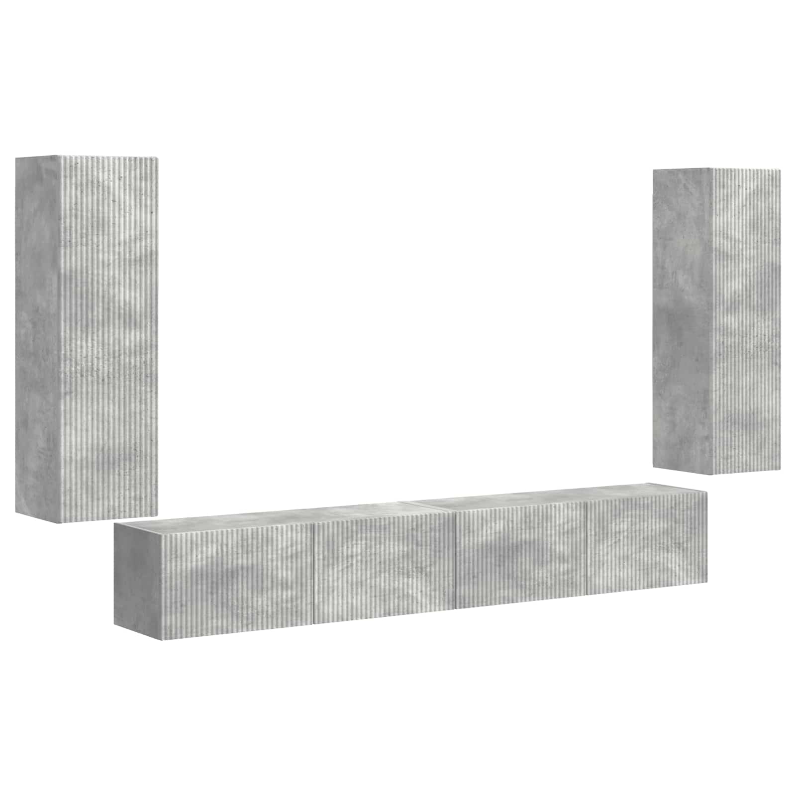 TV-Wandregal-Set Wandmontiert 4 pcs Beton Grau Holzwerkstoff