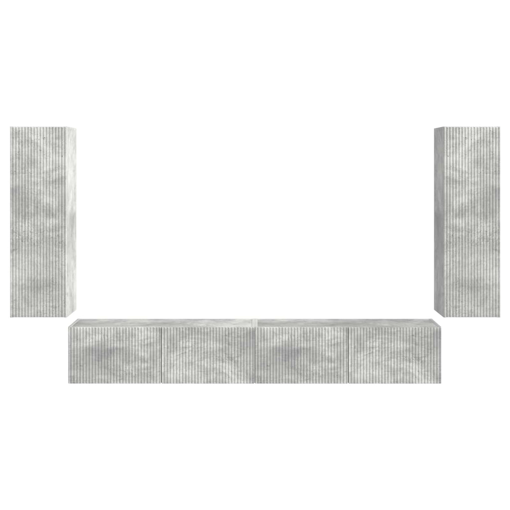 TV-Wandregal-Set Wandmontiert 4 pcs Beton Grau Holzwerkstoff