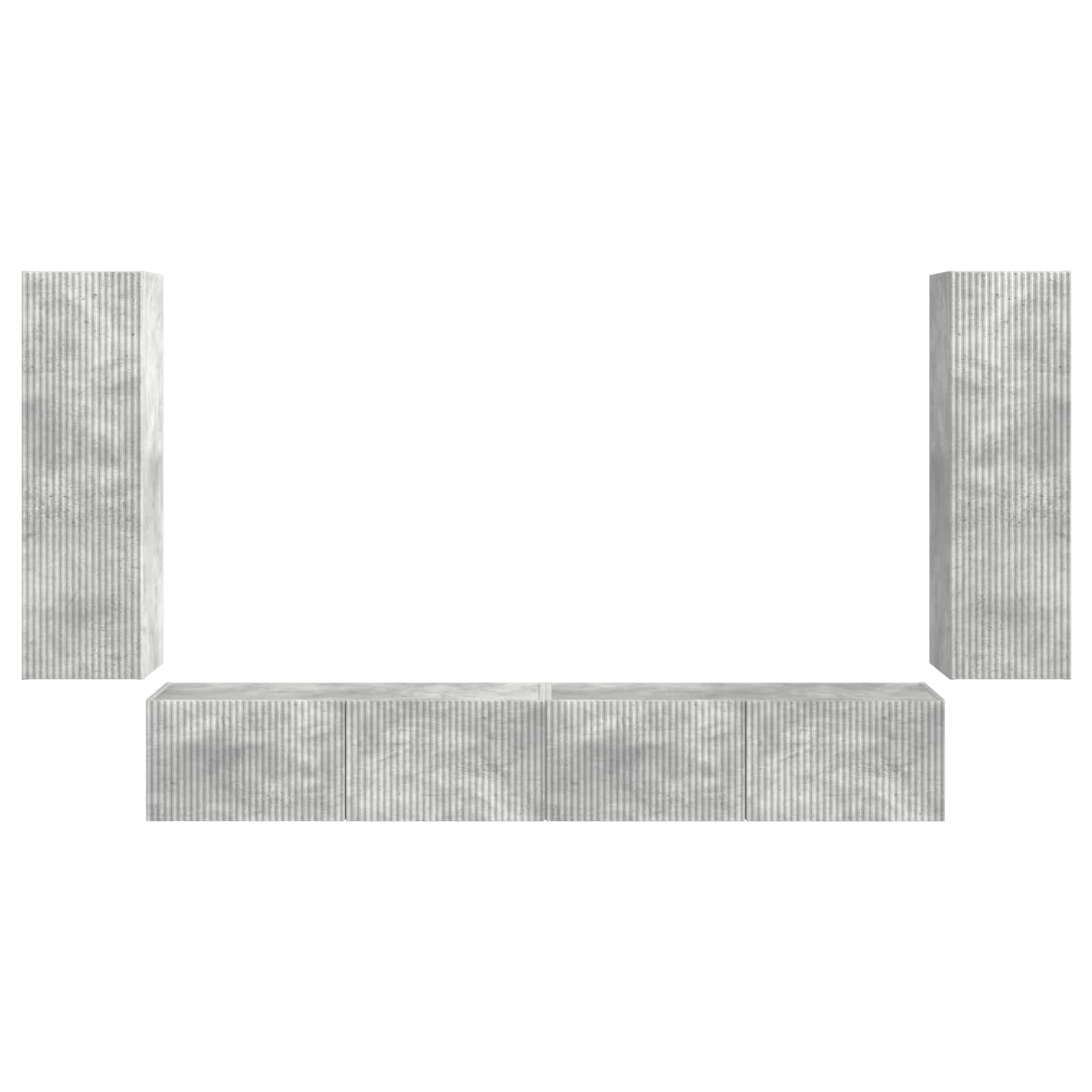 TV-Wandregal-Set Wandmontiert 4 pcs Beton Grau Holzwerkstoff