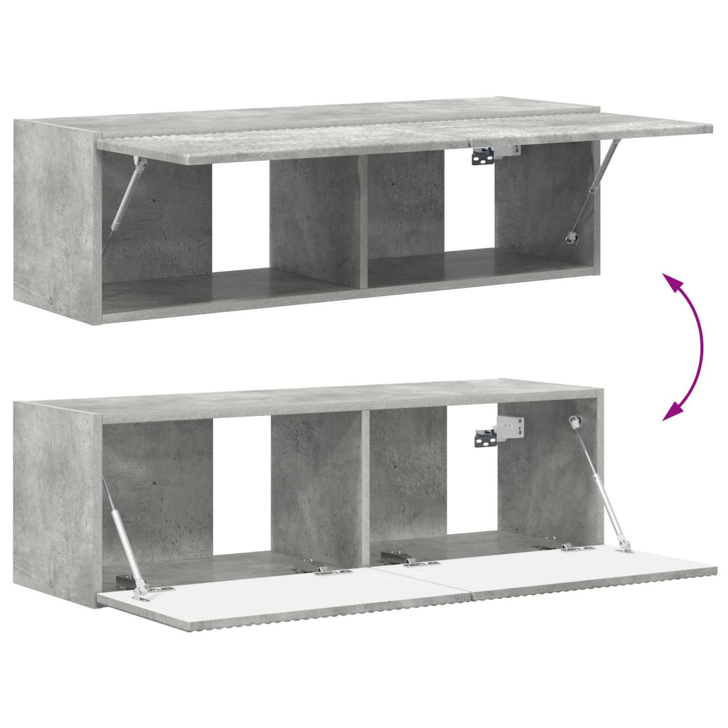 TV-Wandregal-Set Wandmontiert 4 pcs Beton Grau Holzwerkstoff