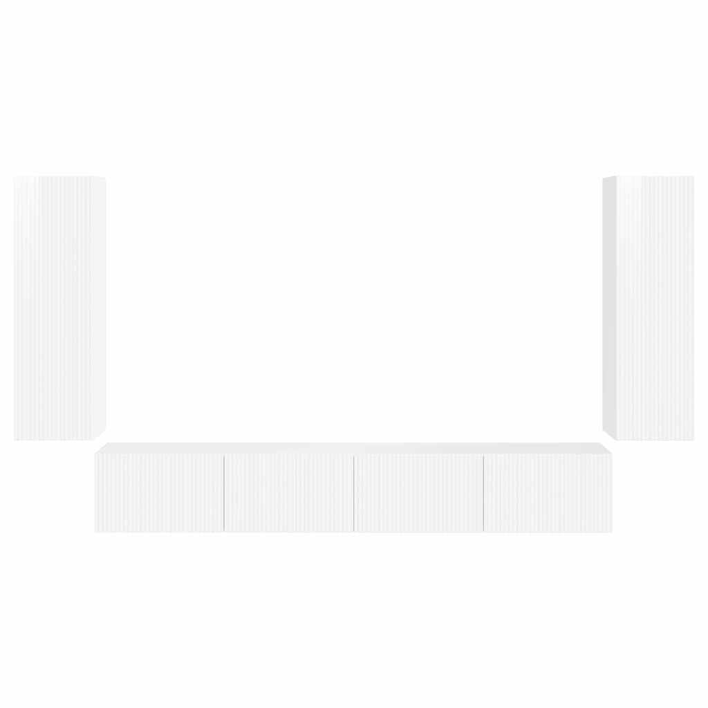 TV-Wandregal-Set 4 pcs Hochglanz Weiß Holzwerkstoff